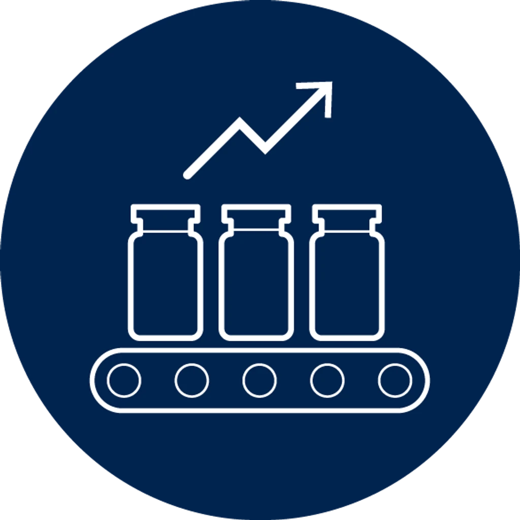 icon of glass vials on conveyer belt