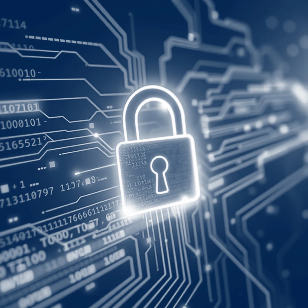 glowing lock with abstract digital background