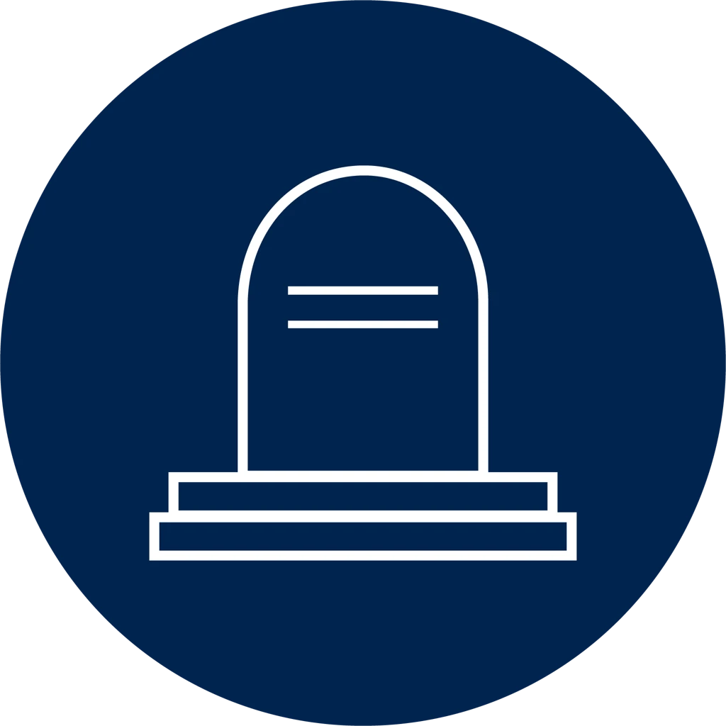 white line icon of a gravestone