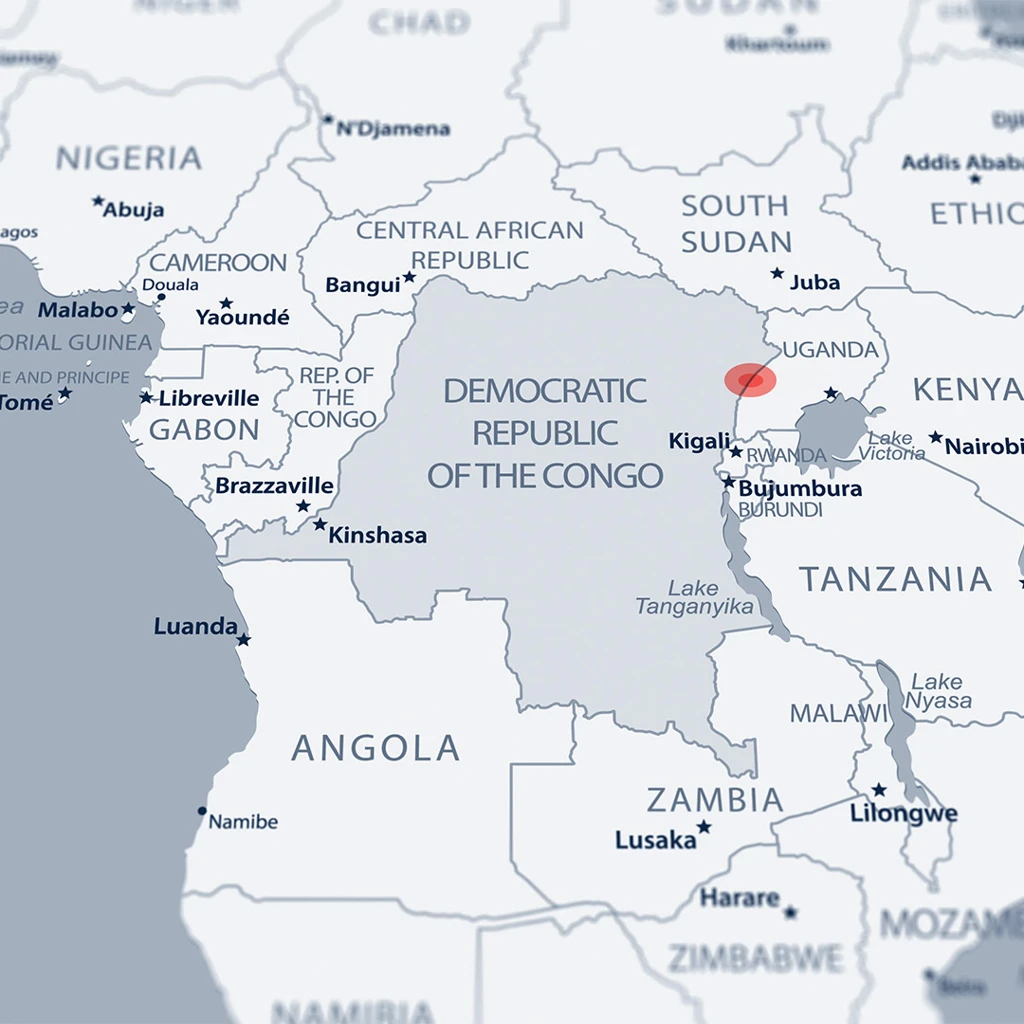 map of central Africa showing Bundibugyo region