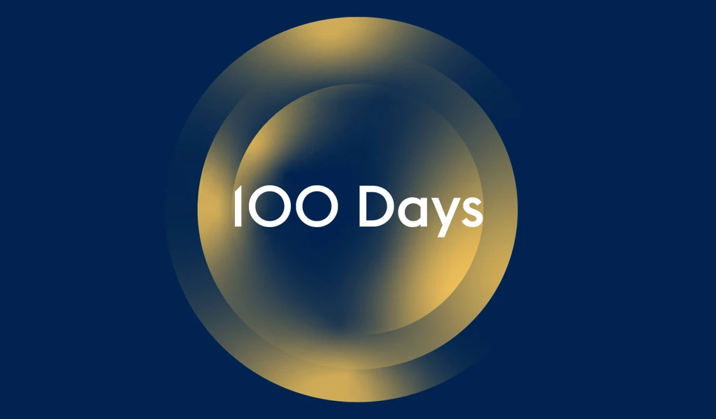 text saying '100 days' on top of CEPI campaign branding