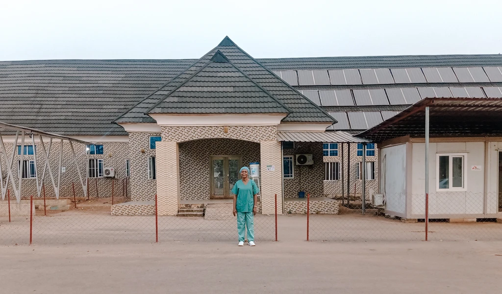 Dr Nnennaya Ajayi sanding outside Lassa fever treatment centre