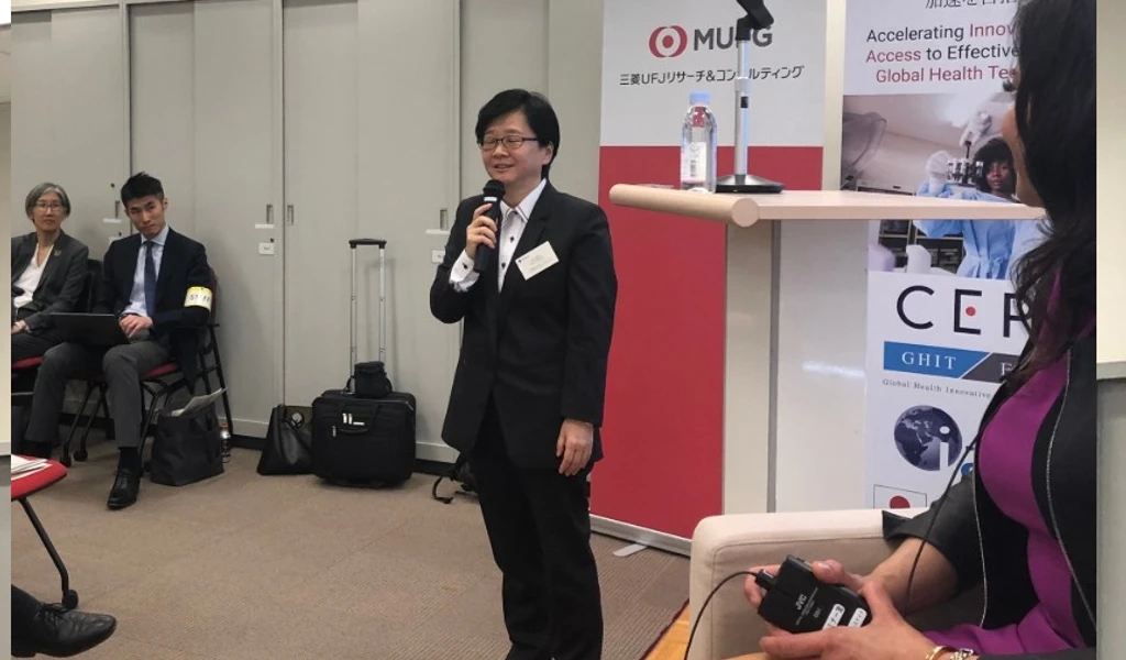 Prof Cheiko Kai speaking in Tokyo about CEPI Nipah vaccine funding