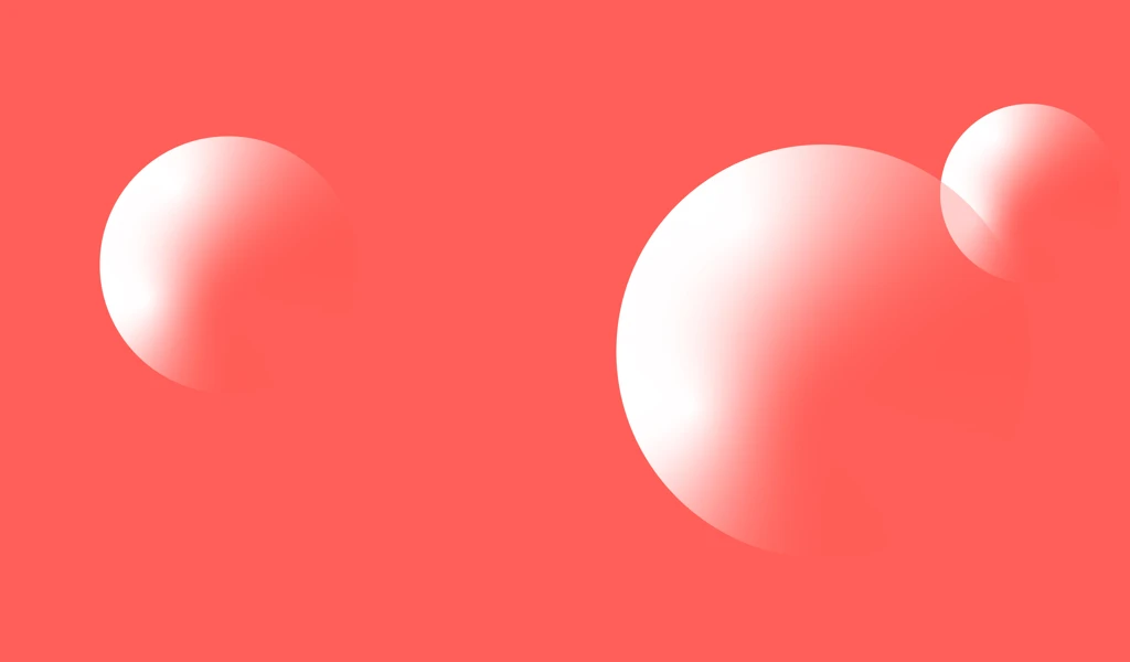 three gradient circles on red background
