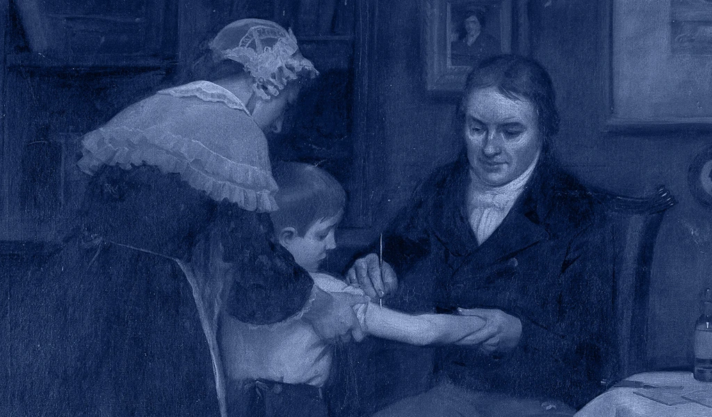 historic image of Edward Jenner administering vaccine
