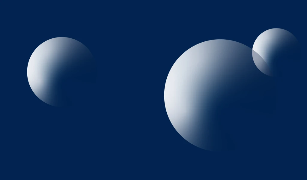 three gradient circles on a blue background