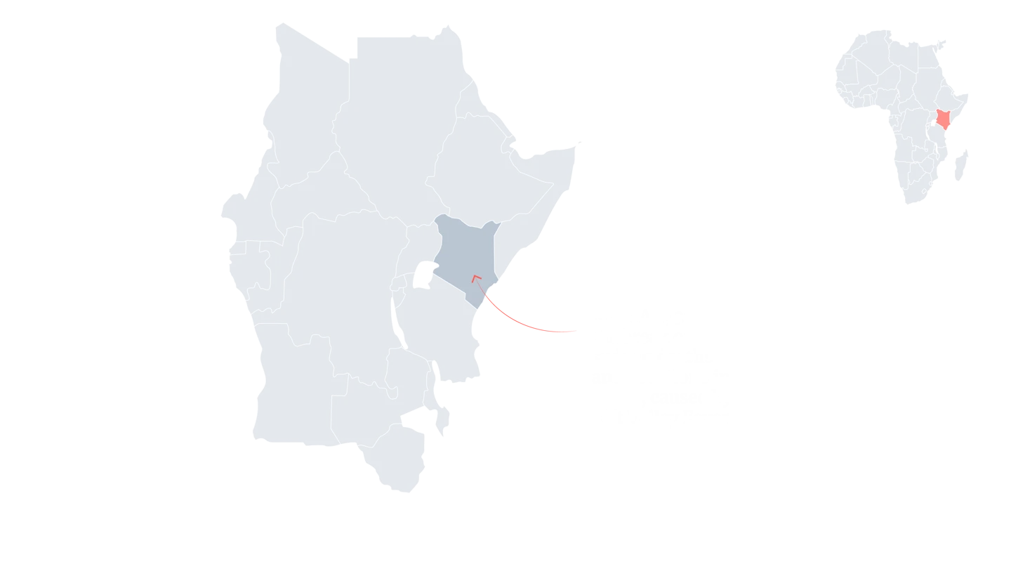map of Africa with Kenya highlighted