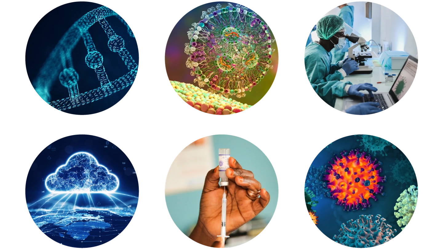 selection of images related to virus R&D work