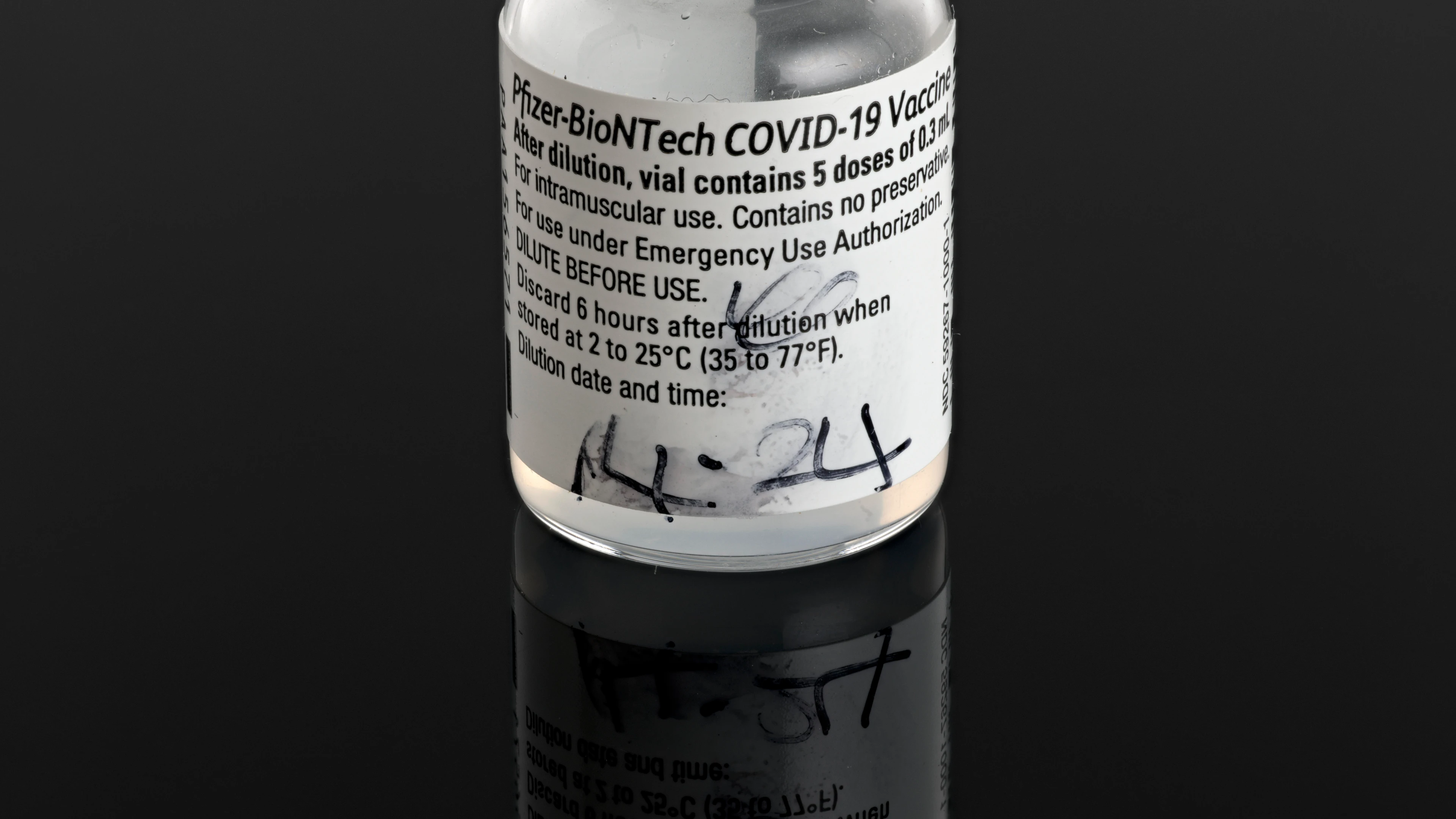 Glass vial that held Margaret Keenan's first Pfizer-BioNTech COVID-19 vaccine