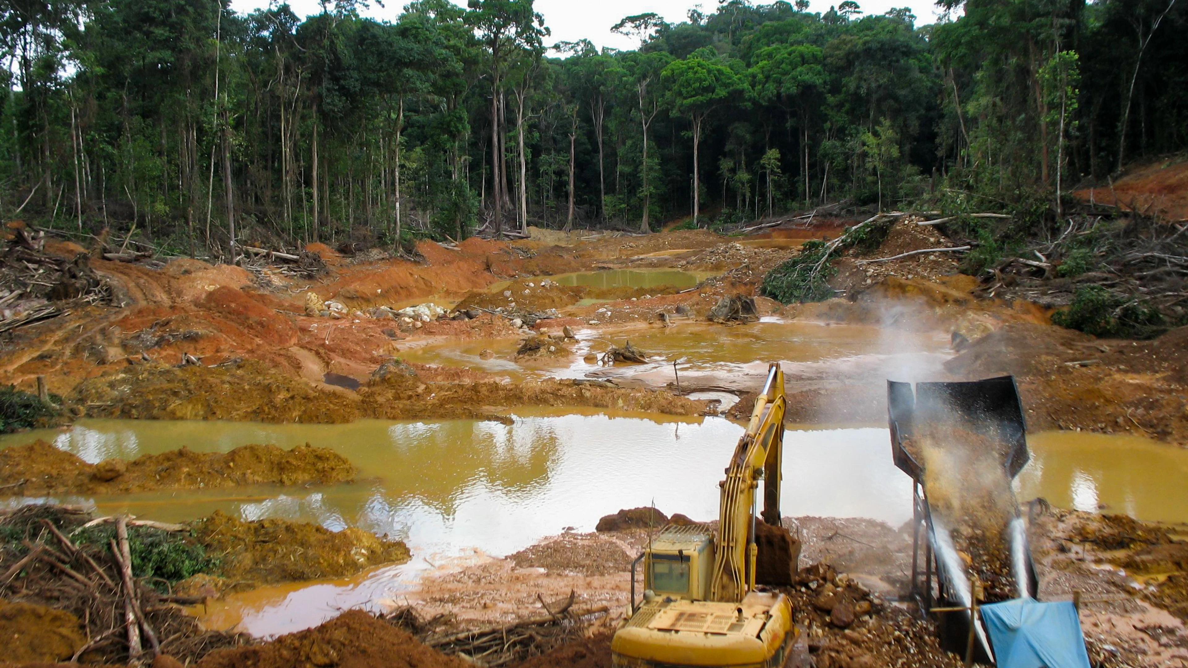 Rainforest,Destruction.,Gold,Mining,Place,In,Guyana,,South,America.,Amazon