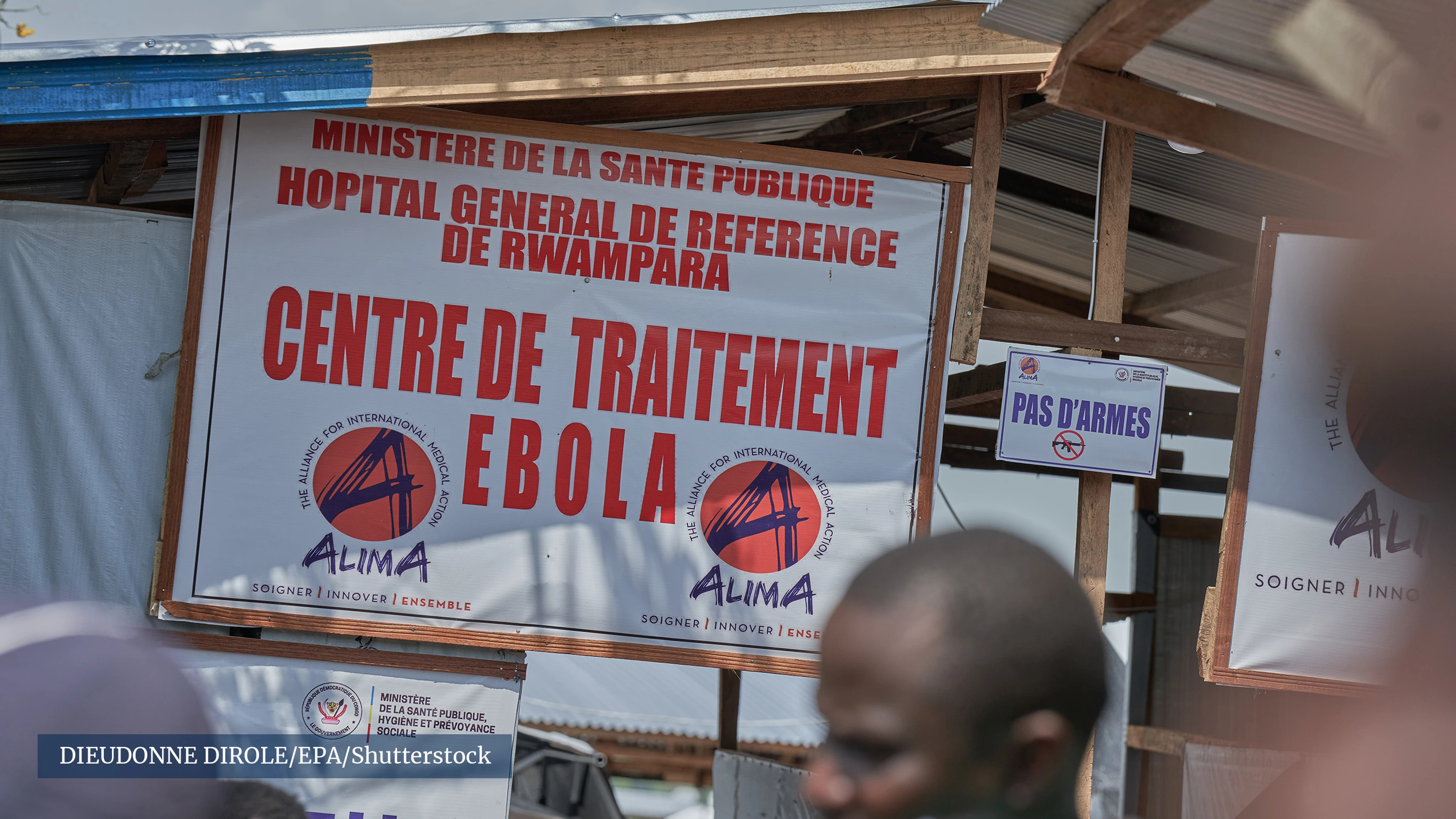 sign on a building for ebola treatment centre