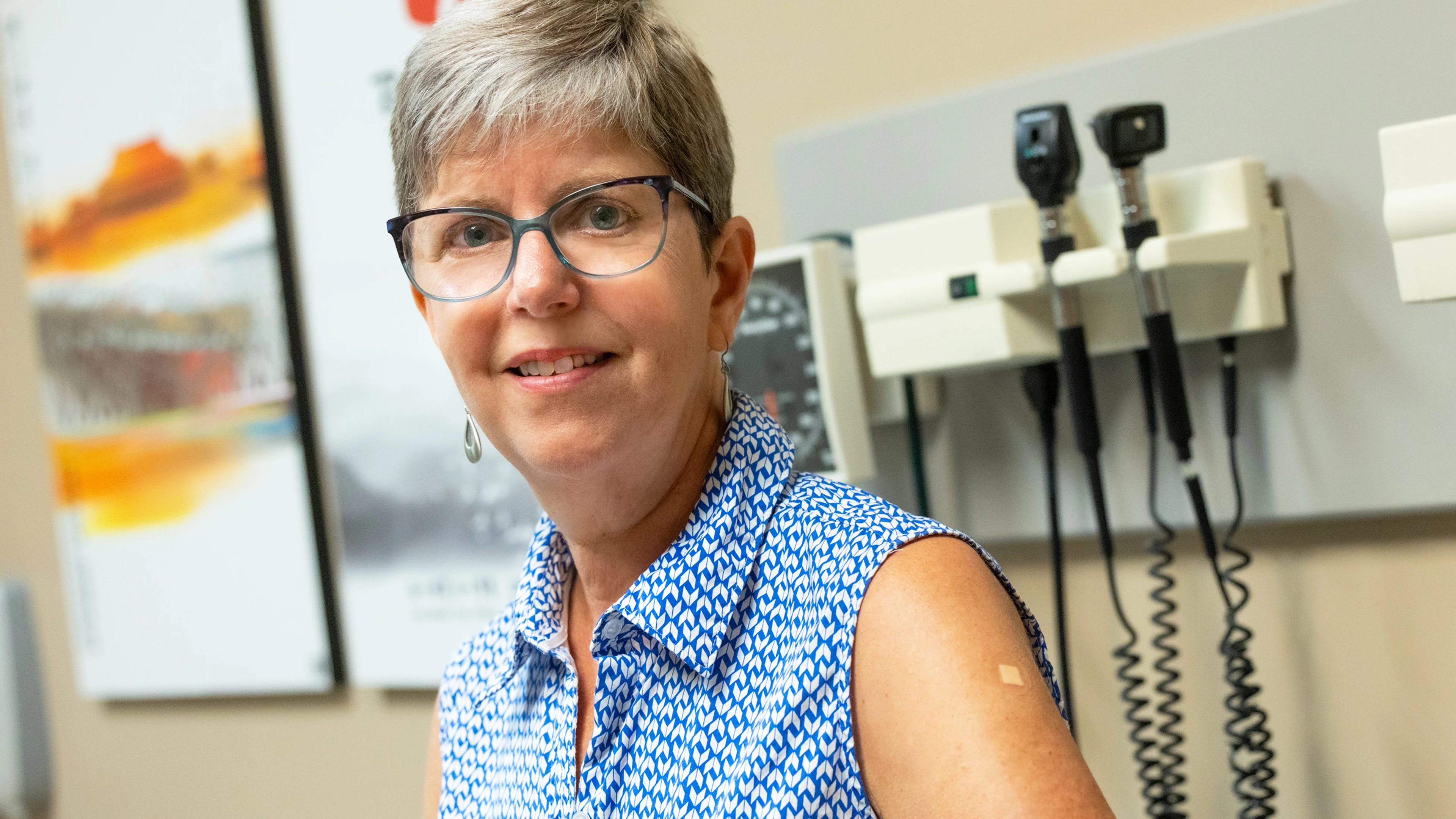 A healthy adult participant, Susan Murray, receives the first dose in Moderna’s Phase 1 clinical trial in Canada evaluating mRNA-1469, an investigational vaccine candidate against Bundibugyo ebolavirus, in Truro, Nova Scotia, on August 3, 2026